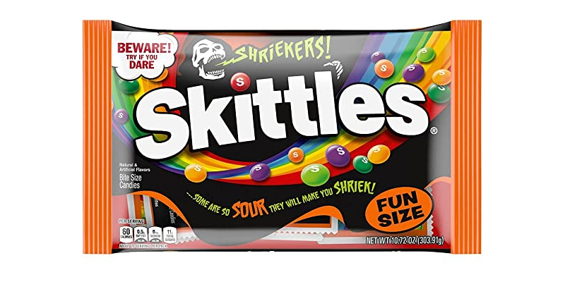 Skittles Shriekers Sour Halloween Chewy Candy Fun Size Bag