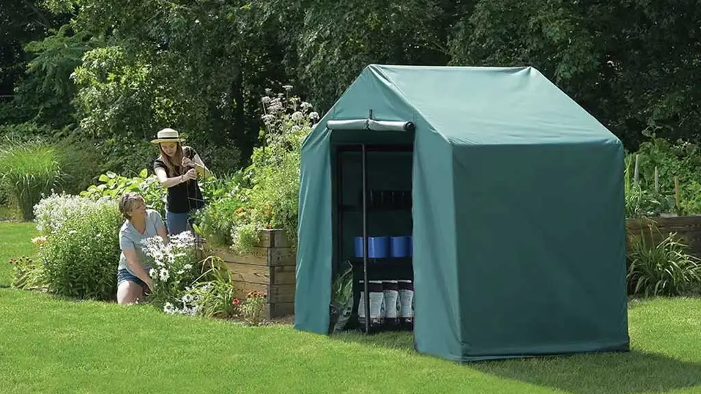 ShelterLogic Green Garden Shed With Fabric Cover