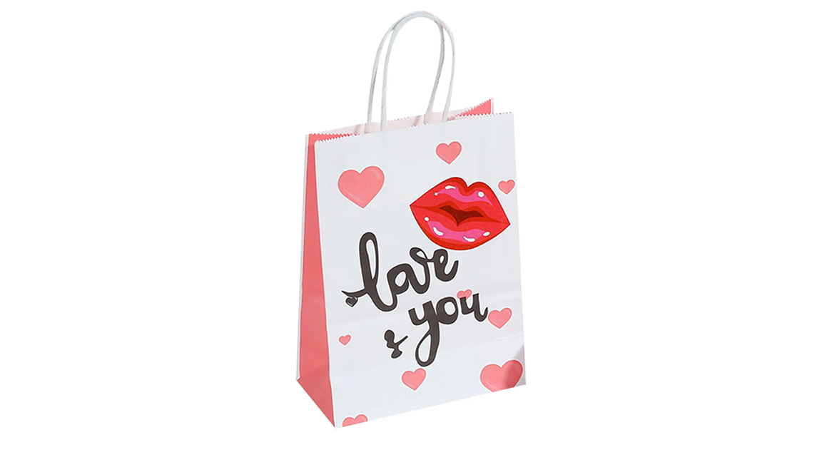 Valentine's Day Gifts Cute Printed Kraft Paper Bag Simple Cartoon Gift Handbag Holiday Valentine's Day Gift Bag