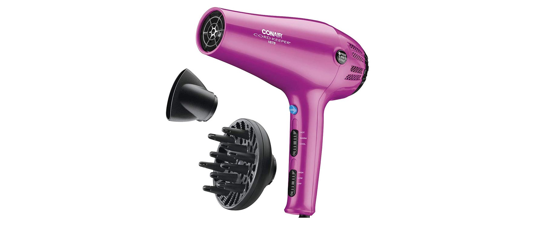 2. Conair 1875 Watt Cord Keeper Hair Dryer