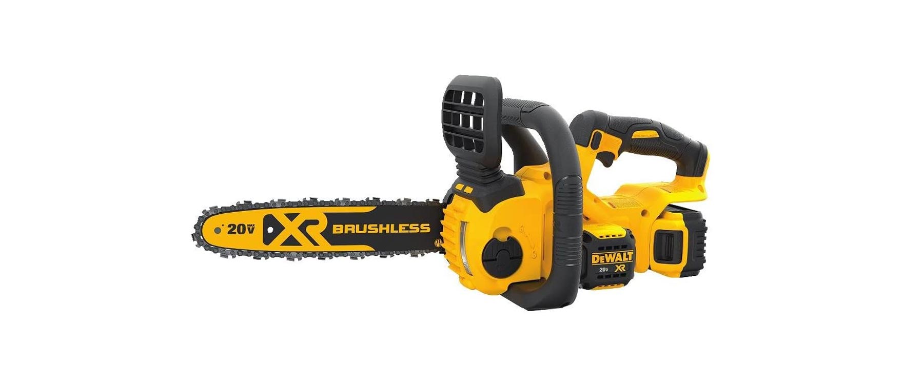 9. DEWALT 20V MAX XR Chainsaw Kit, 5-Ah Battery, 12-Inch (DCCS620P1)