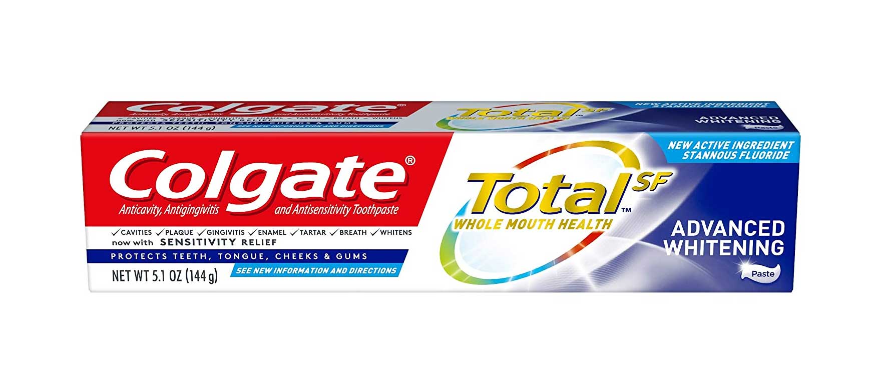 7. Colgate Total Whitening Toothpaste with Stannous Fluoride and Zinc