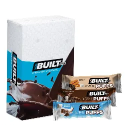 Built Bar 12 Pack High Protein and Energy Bars Mixed Puff Box