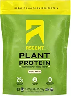Ascent Organic Plant Based Protein Powder - Vanilla - 20 Servings