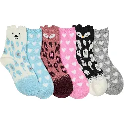 BCG Girls' Critter & Hearts Quarter Socks 6 Pack