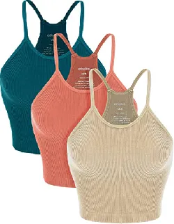 ODODOS Women's Crop 3-Pack Washed Seamless