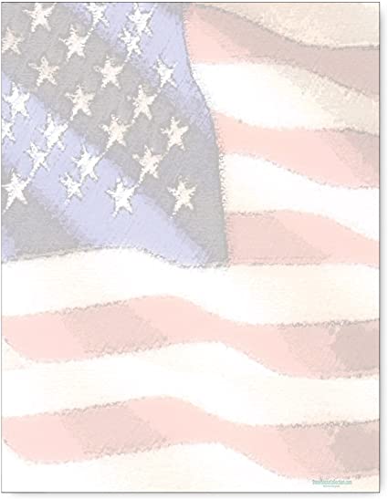 American Flag Stationery - 8.5 x 11 - 60 USA