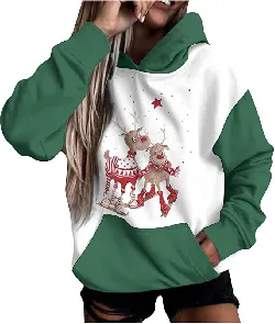 Christmas Hoodie Trendy Casual Long Sleeve Xmas Printed Sweatshirt