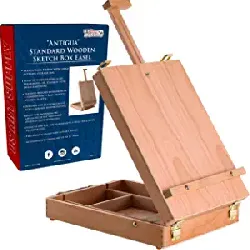 U.S. Art Supply Antigua Adjustable Wood Table Sketch box Easel