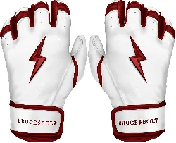 BRUCE BOLT Chrome Series Short Cuff White Batting Glove