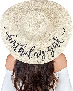 Womens Embroidered Straw Sun Hat Bridal Shower Gift Bachelorette Honeymoon